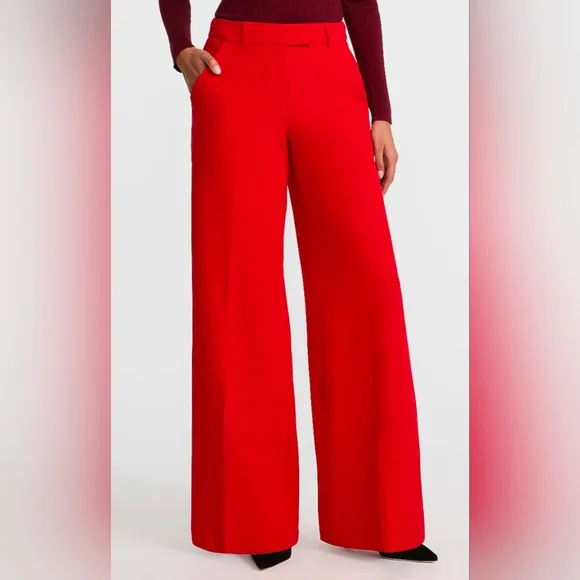 Express Editor Signature Stretch Mid Rise Wide Leg Pant Red 14S NWT - Picture 3 of 6